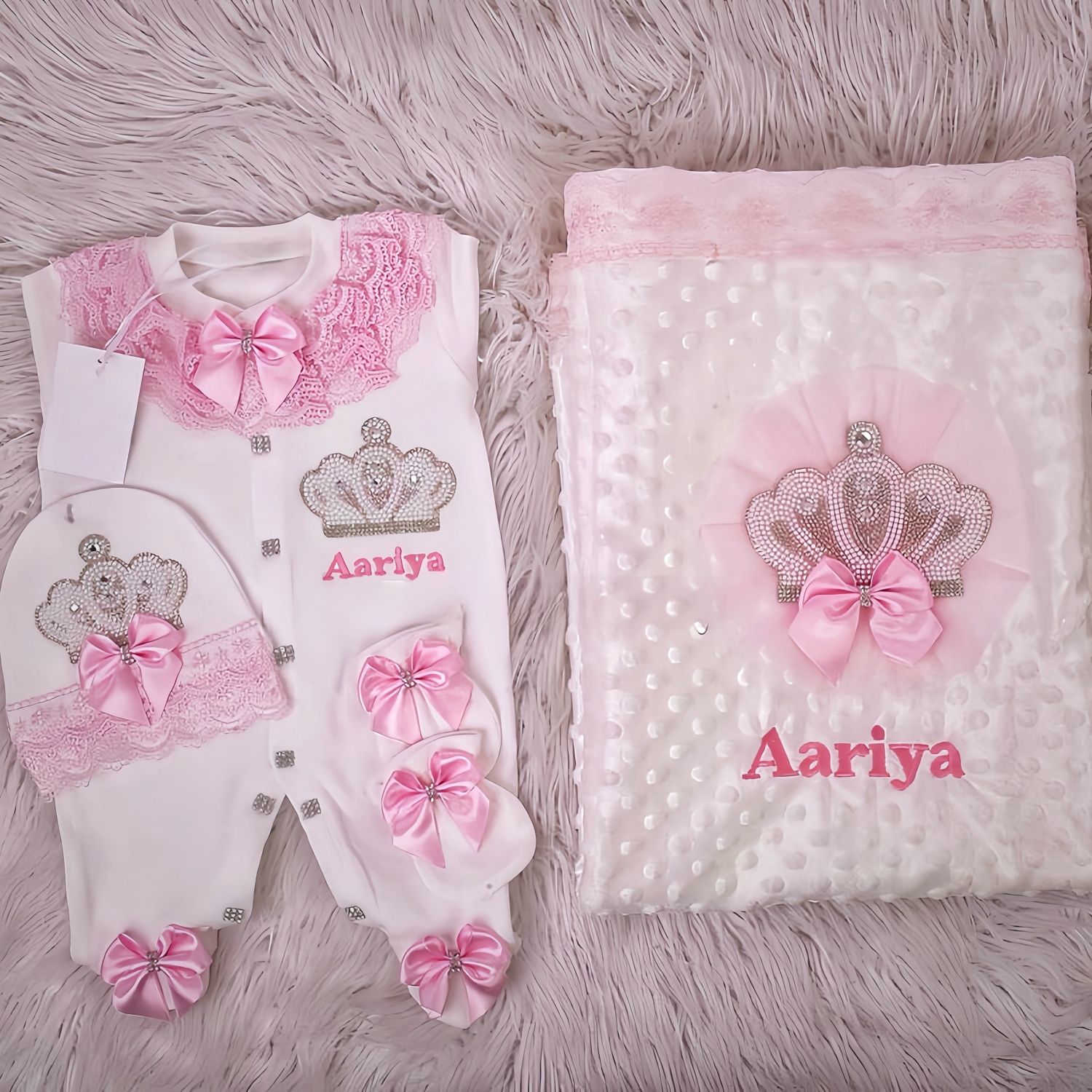 Baby Nursery Bedding Sets - Dollbling Newborn Baby 4pcs+Swaddling Blanket Romper