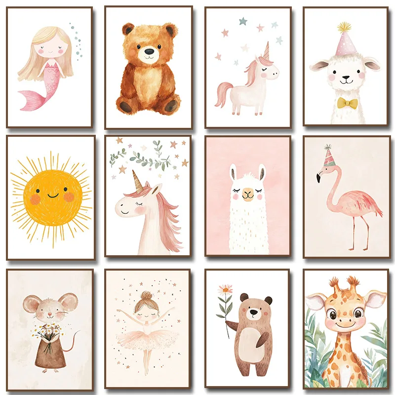 Baby Unicorn Nursery - Wall Art Canvas Painting Pink Ballerina