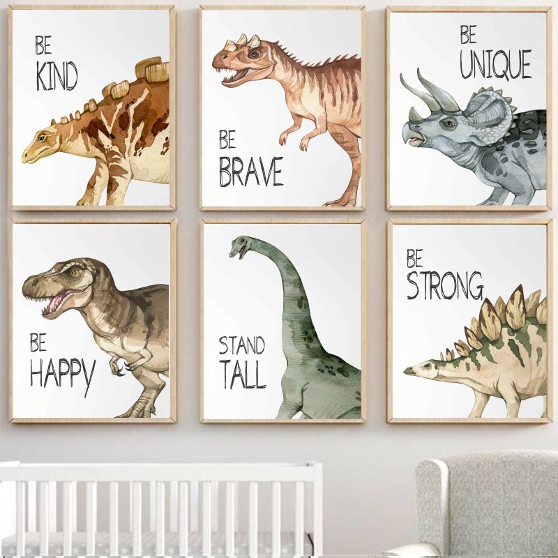 Animals Baby Nursery - Watercolor Dinosaur Poster Nursery Boy's Room