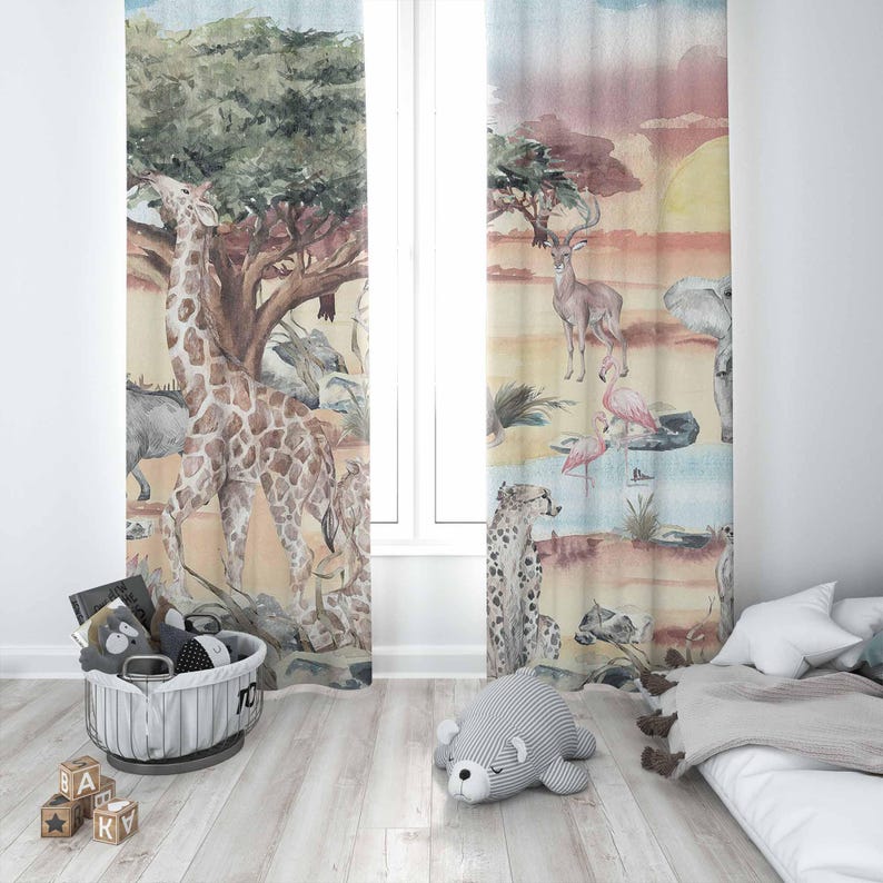 Safari Animals Curtain Kids Be - Blackout Curtain Nursery recension och pris