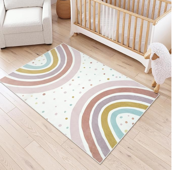 Watercolor Rainbow Nursery Rug - Soft Rug Nursery recension och pris