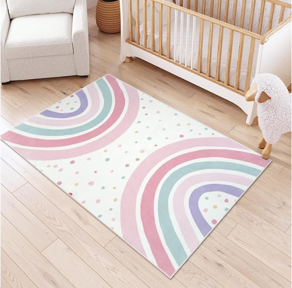 Watercolor Rainbow Nursery Rug - Soft Rug Nursery recension och pris