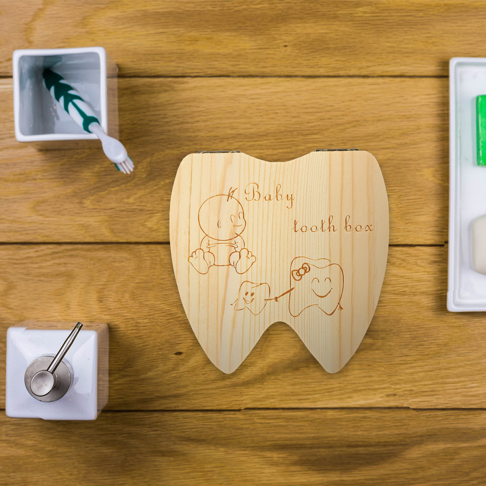 1Pcs Tooth Saver Box Wooden Ba - Baby Keepsake Box recension och pris