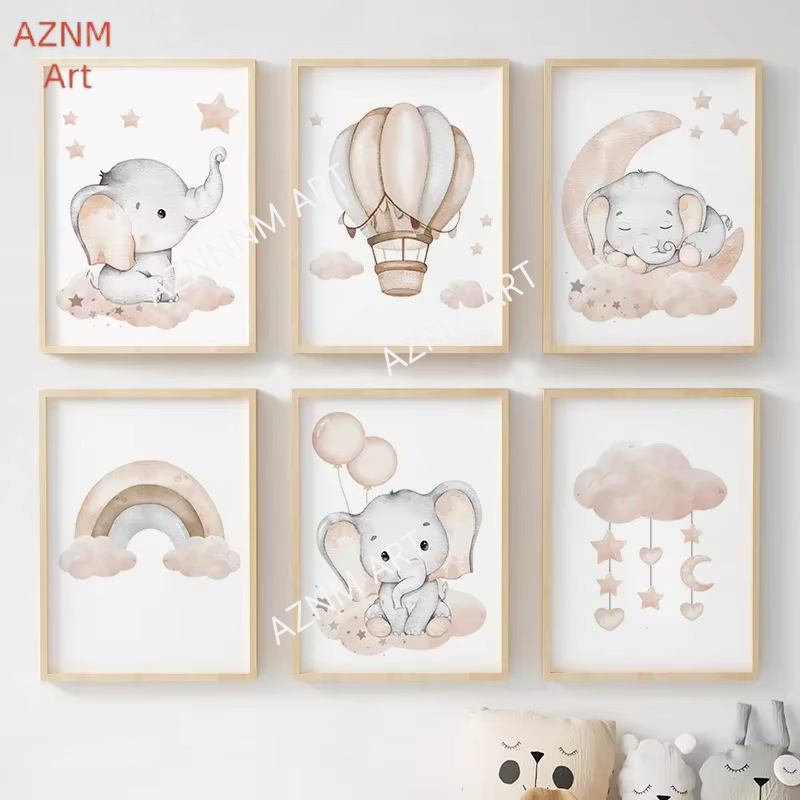 Elephant Balloon Rainbow Moon  - Baby Nursery Room recension och pris