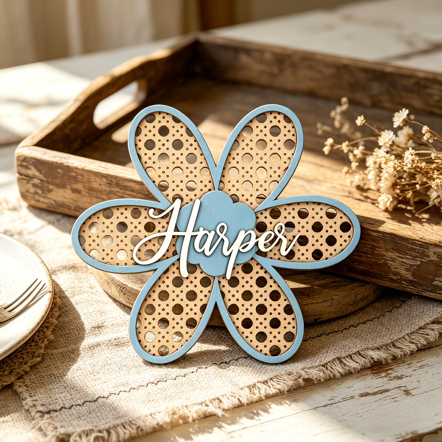 Personalized Boho Rattan Flowe - Baby Nursery In recension och pris