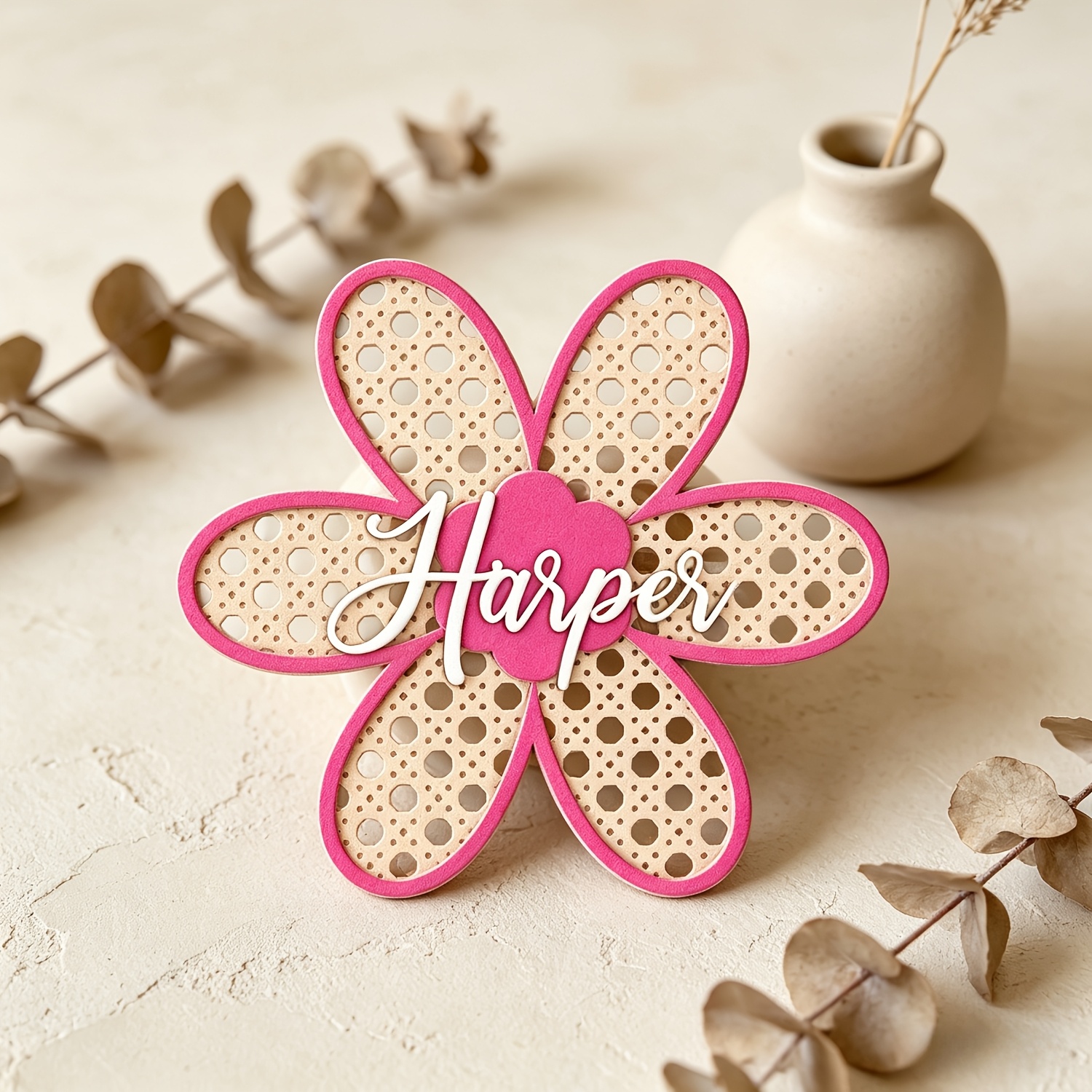 Personalized Boho Rattan Flowe - Baby Nursery In recension och pris