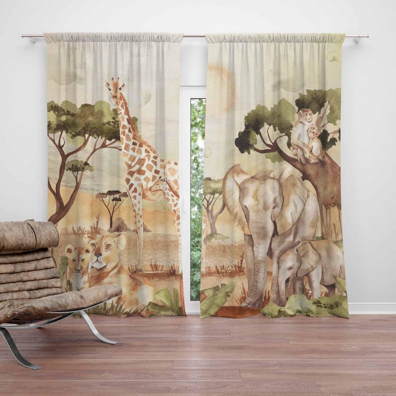 Mom and Baby Curtains Safari A - Blackout Curtain Nursery recension och pris