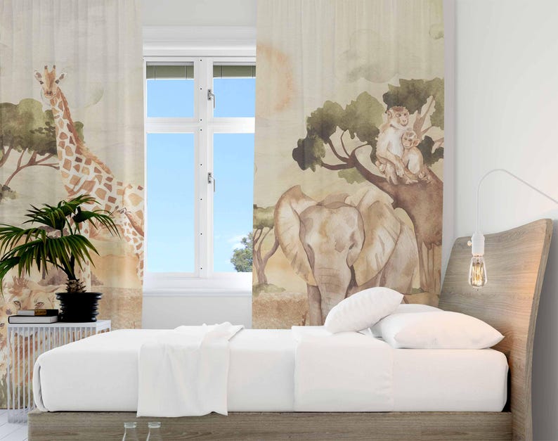 Mom and Baby Curtains Safari A - Blackout Curtain Nursery recension och pris