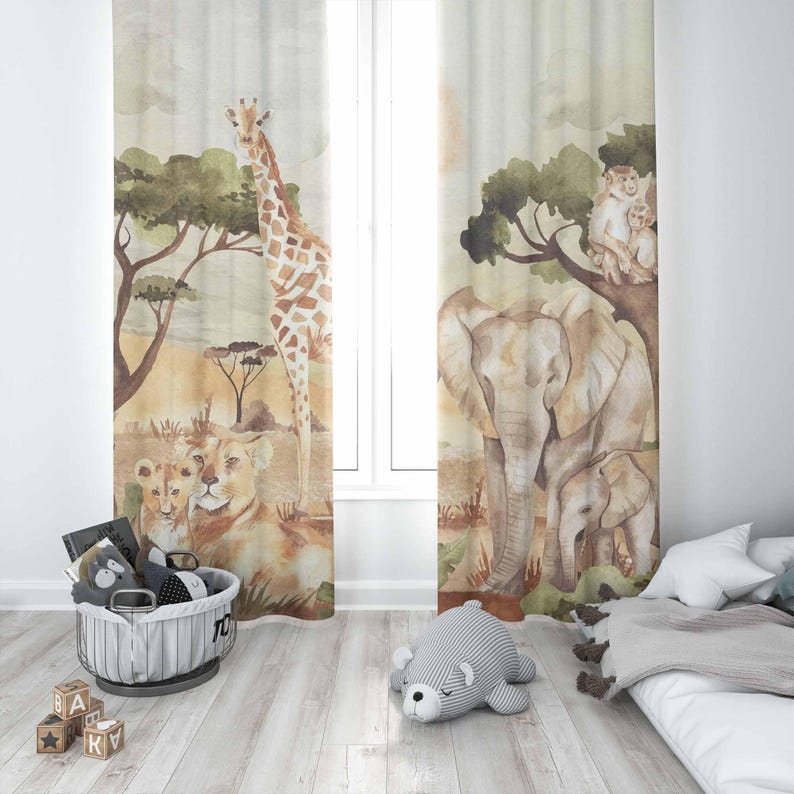 Mom and Baby Curtains Safari A - Blackout Curtain Nursery recension och pris