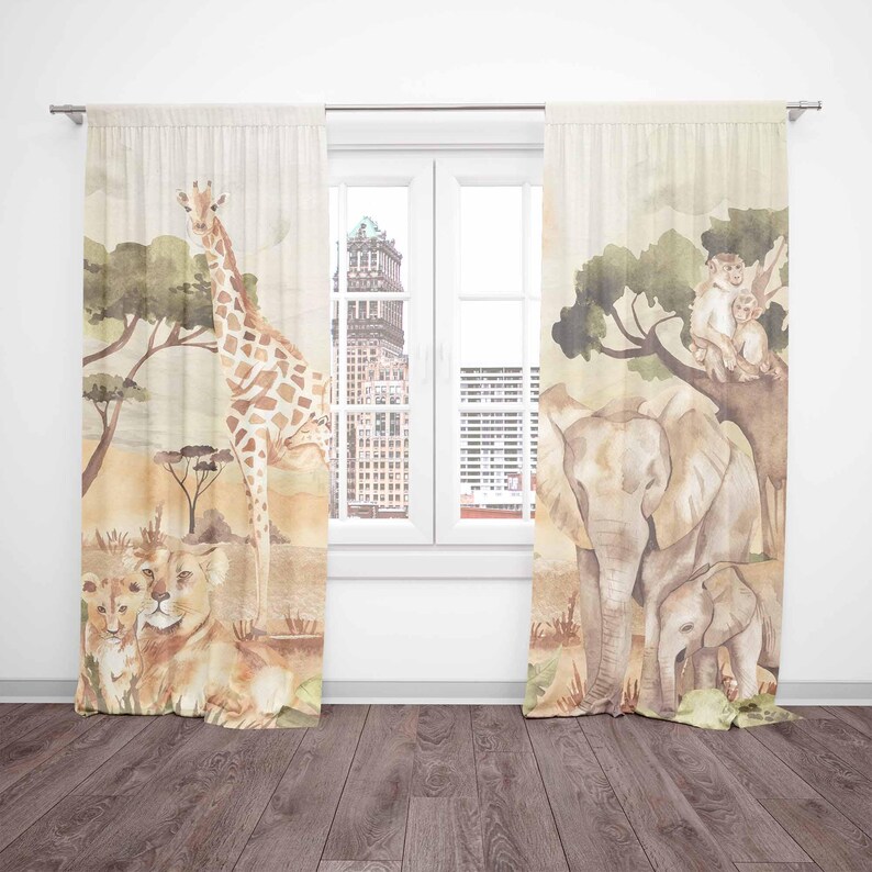 Mom and Baby Curtains Safari A - Blackout Curtain Nursery recension och pris