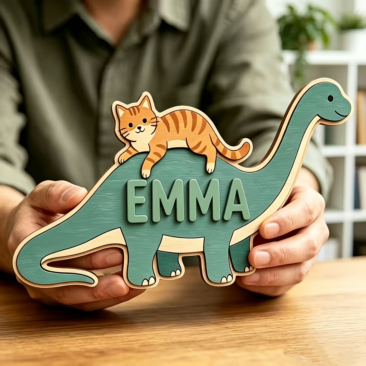 Personalized Cat Riding Dinosa - Baby Nursery In recension och pris