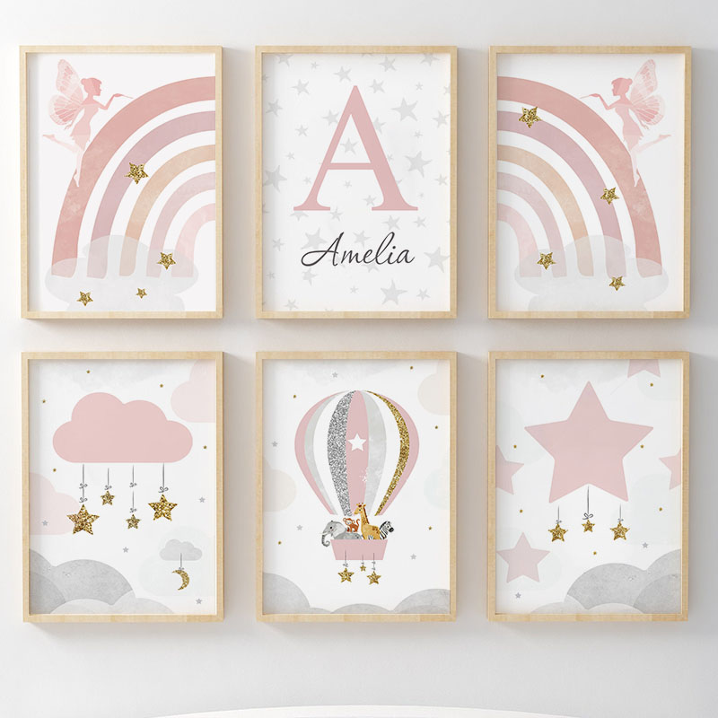 Pink Angel Girl Rainbow Wall A - Animals Baby Nursery recension och pris