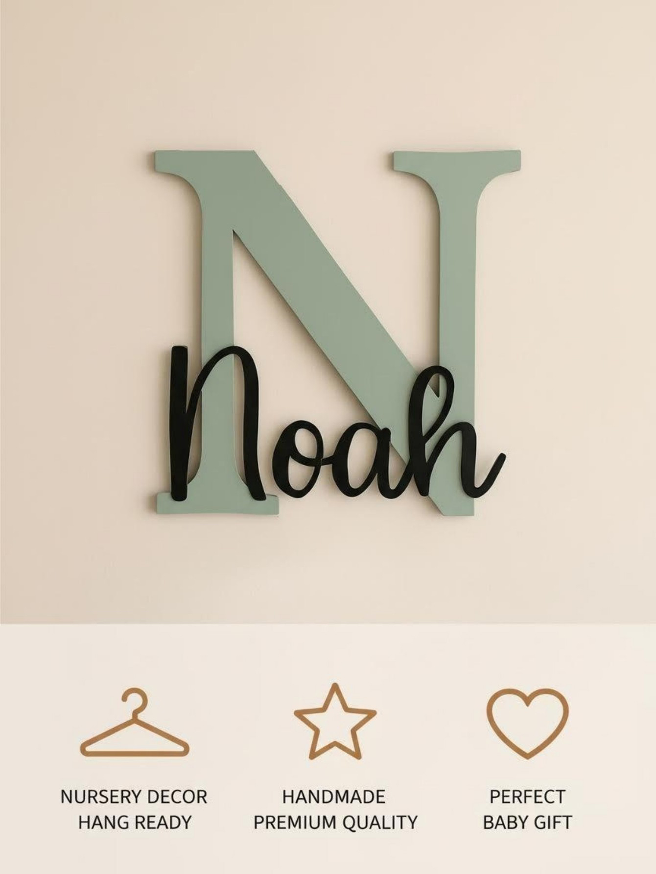 Custom Name Cloud Shaped Woode - Animals Baby Nursery recension och pris