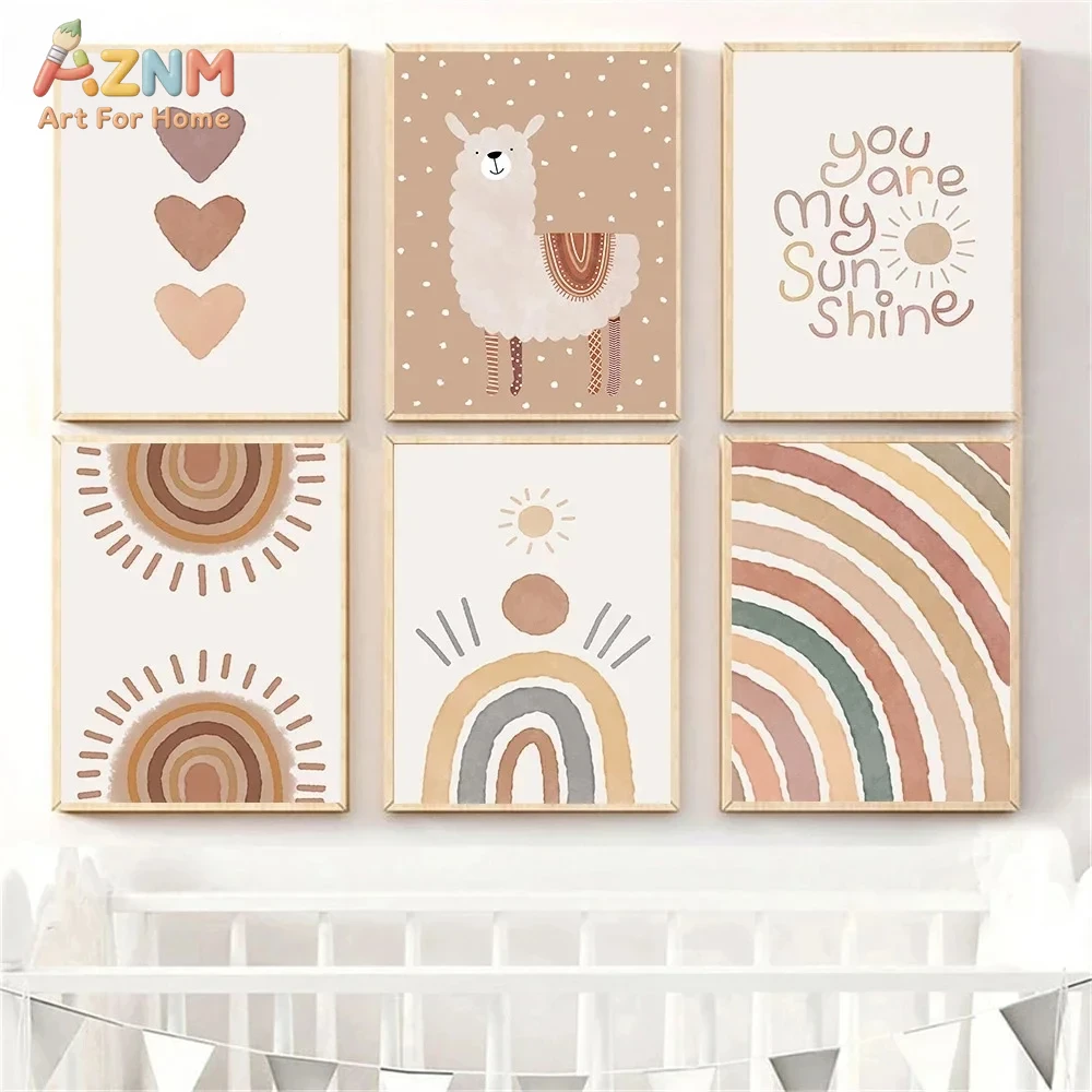 AZNM Boho Neutral Llama Canvas - Baby Nursery You Are My Sunshine recension och pris