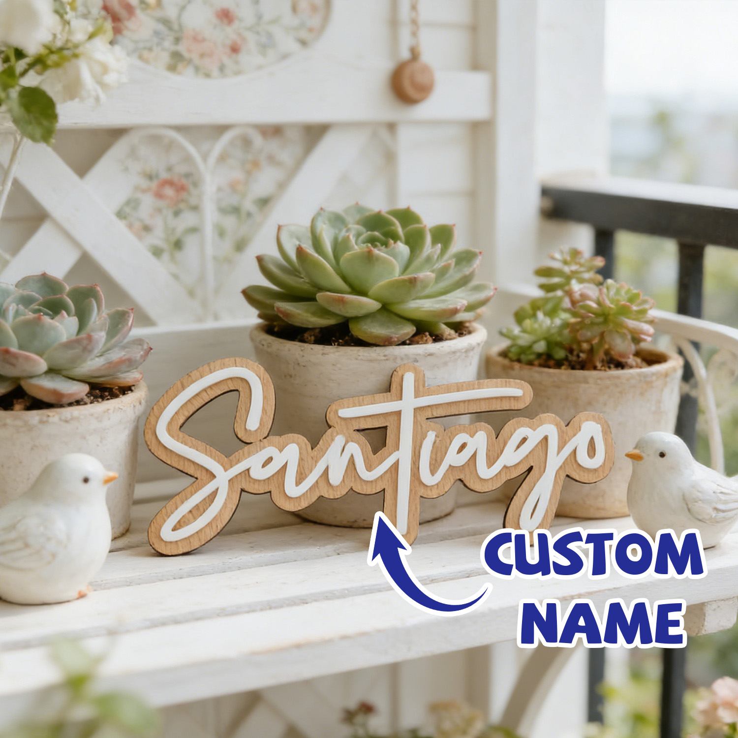 1Pc Custom Name Cute White Woo - Baby Nursery Office recension och pris