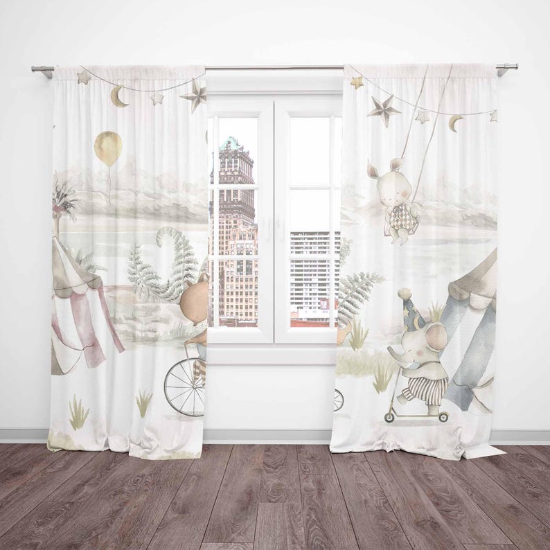 Circus Animals Curtains Kids B - Blackout Curtain Nursery recension och pris