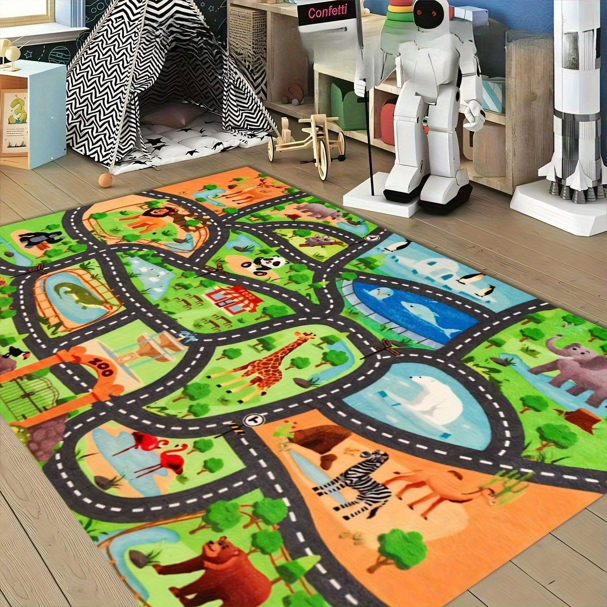 Vibrant Zoo Animal Adventure P - Soft Rug Nursery recension och pris
