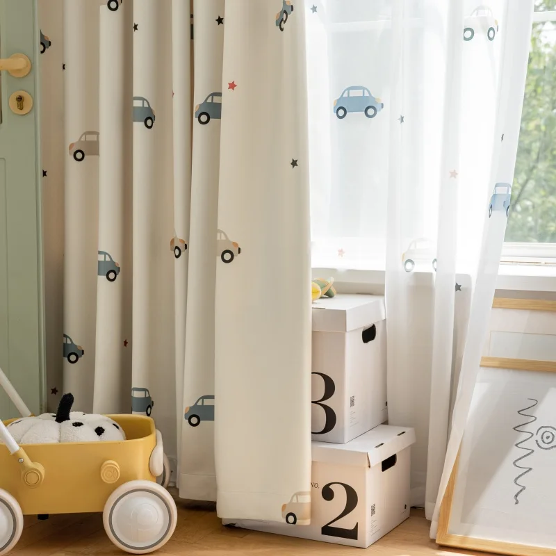 Cartoon Cute Print Car Pattern - Blackout Curtain Nursery recension och pris