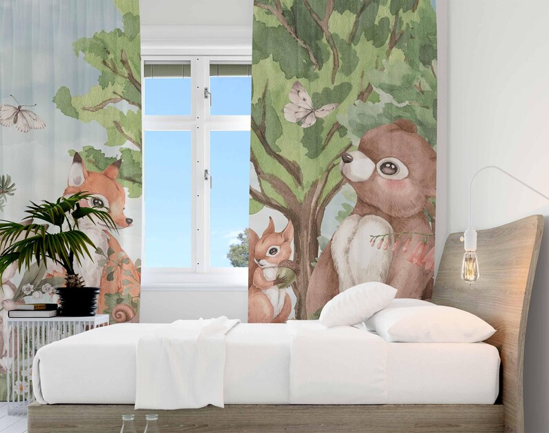 Forest Animals Curtains Kids B - Blackout Curtain Nursery recension och pris