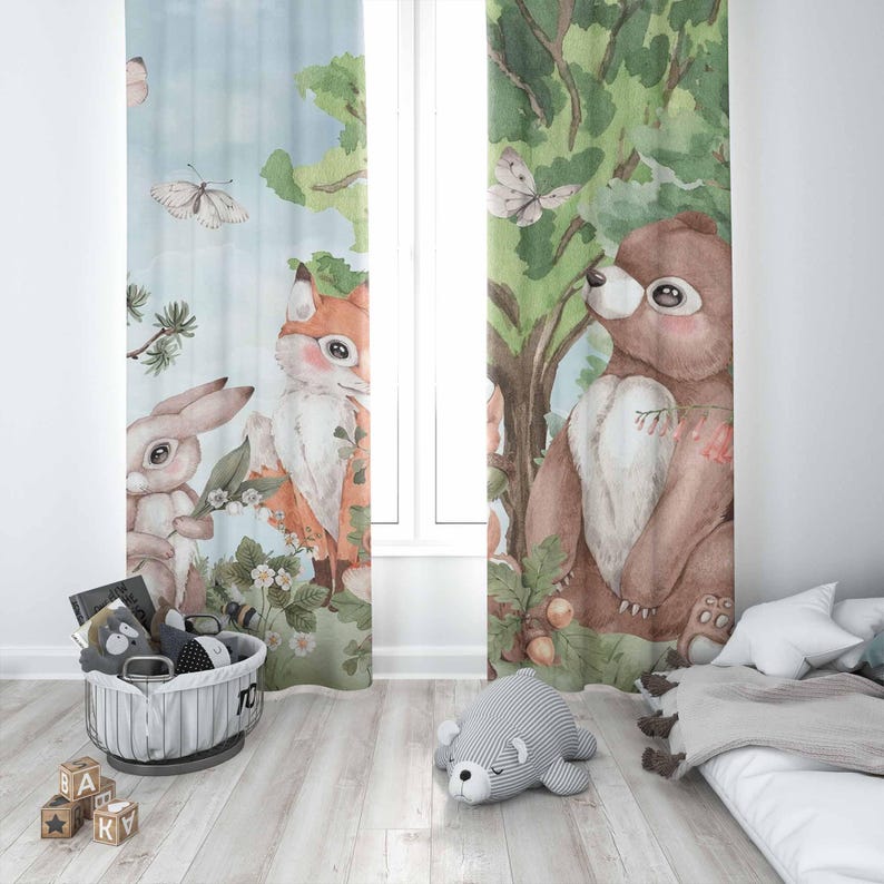 Forest Animals Curtains Kids B - Blackout Curtain Nursery recension och pris