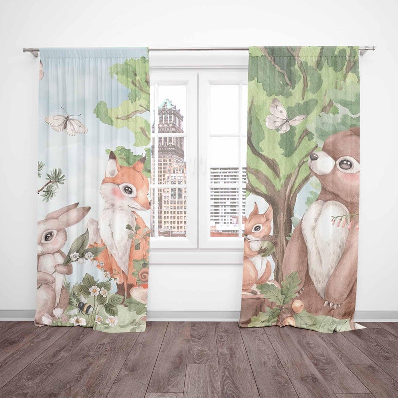 Forest Animals Curtains Kids B - Blackout Curtain Nursery recension och pris