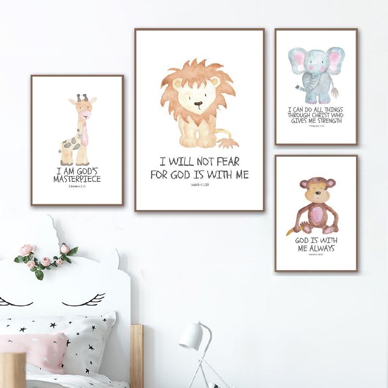 Bible Verse Animal Prints Wate - Animals Baby Nursery recension och pris