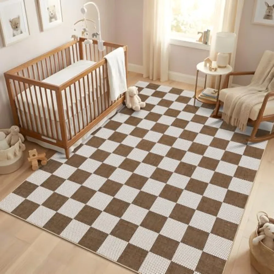 Checkered 5x7 Washable Rug Geo - Soft Rug Nursery recension och pris