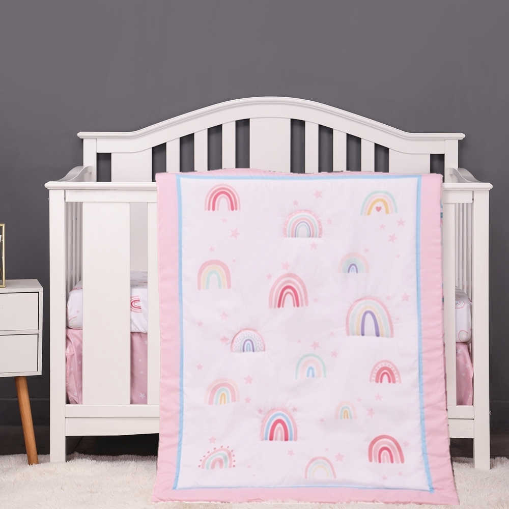 3Pcs Rainbow Baby Infant Crib  - Baby Nursery Bedding Sets recension och pris