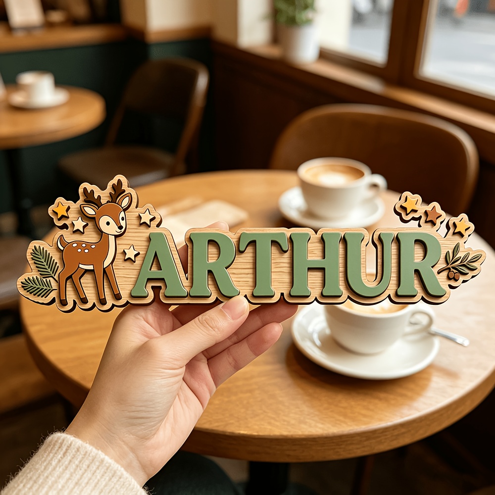 Custom Deer & Star Wooden Name - Baby Nursery In recension och pris