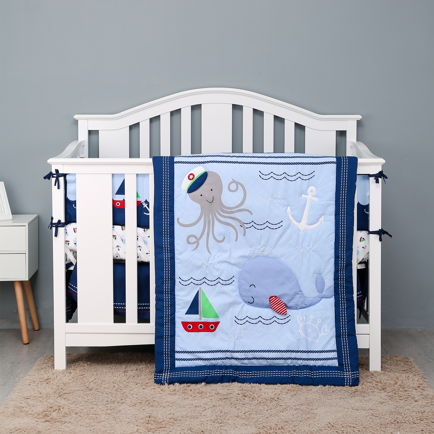 7Pcs Ocean Theme Baby Nursery  - Baby Nursery Bedding Sets recension och pris