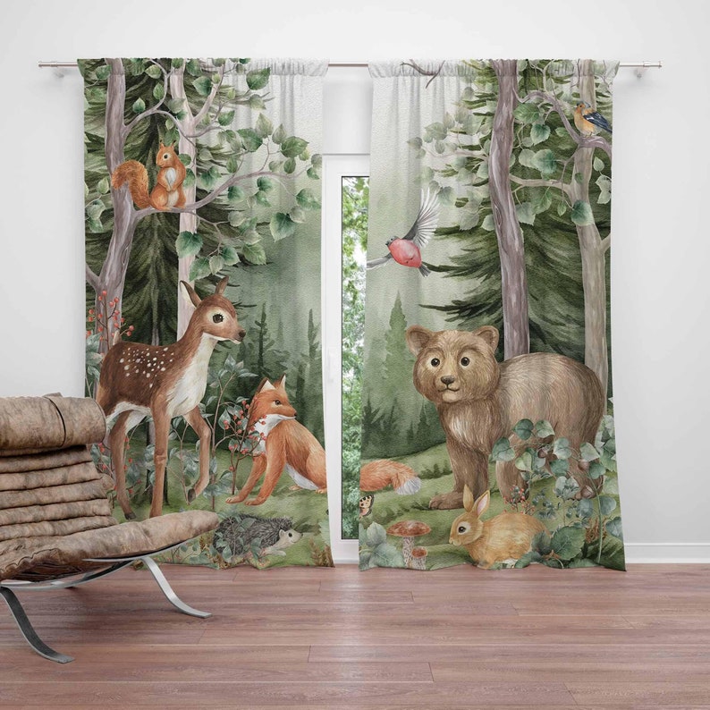 Woodland Animals Curtains Kids - Blackout Curtain Nursery recension och pris