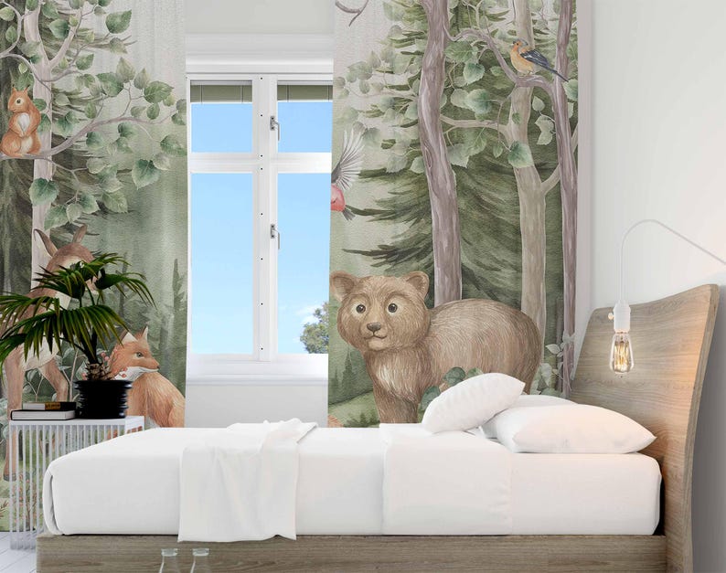 Woodland Animals Curtains Kids - Blackout Curtain Nursery recension och pris