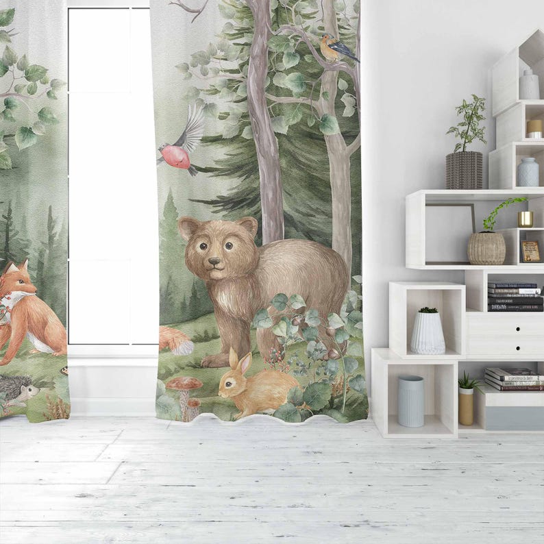 Woodland Animals Curtains Kids - Blackout Curtain Nursery recension och pris