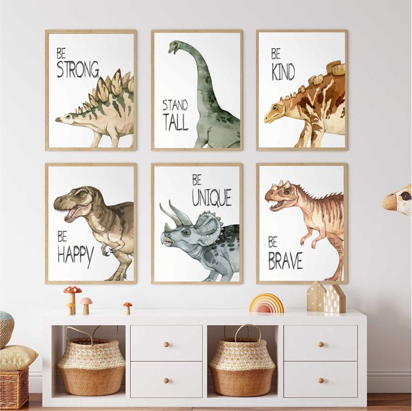 Watercolor Dinosaur Poster Nur - Animals Baby Nursery recension och pris