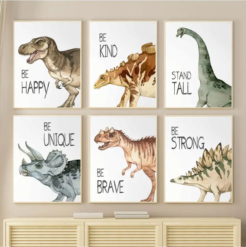 Watercolor Dinosaur Poster Nur - Animals Baby Nursery recension och pris