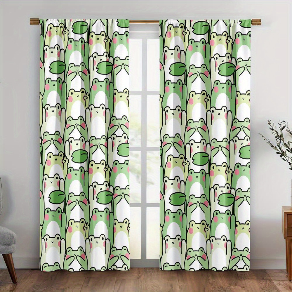 2pcs Cute Frog Pattern Curtain - Blackout Curtain Nursery recension och pris