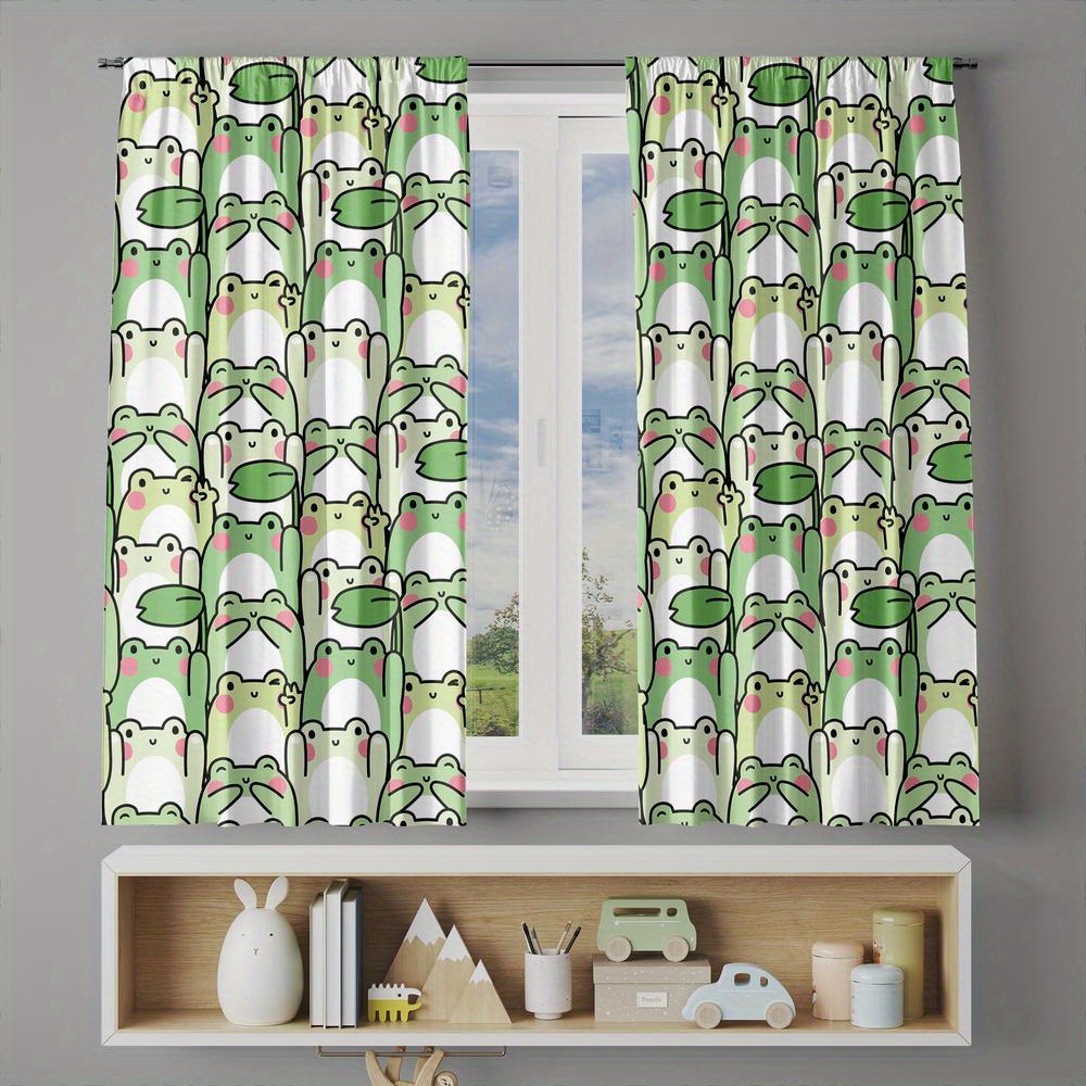 2pcs Cute Frog Pattern Curtain - Blackout Curtain Nursery recension och pris