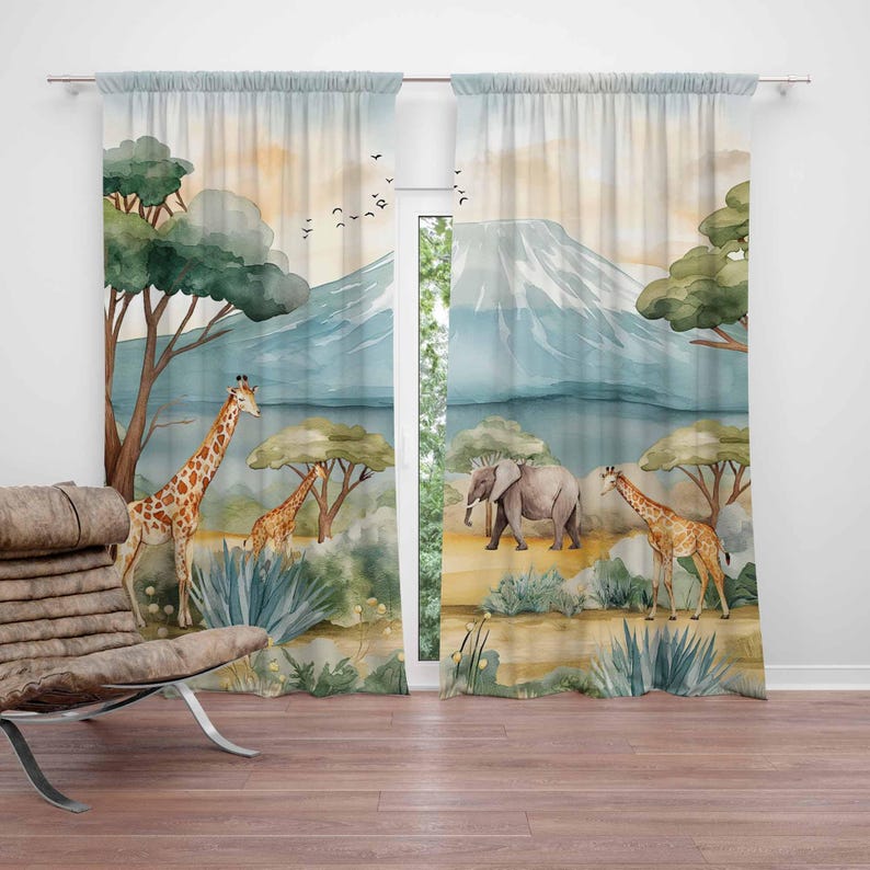 Safari Animals Kids Curtains B - Blackout Curtain Nursery recension och pris