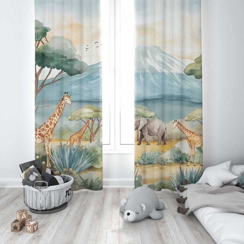 Safari Animals Kids Curtains B - Blackout Curtain Nursery recension och pris