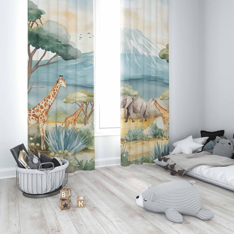 Safari Animals Kids Curtains B - Blackout Curtain Nursery recension och pris