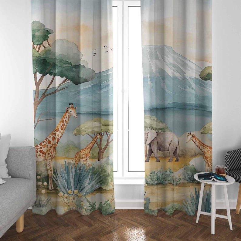 Safari Animals Kids Curtains B - Blackout Curtain Nursery recension och pris