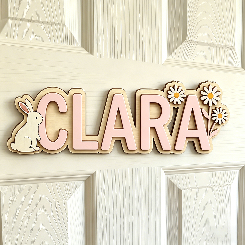Custom Bunny & Daisy Kids Name - Baby Nursery In recension och pris