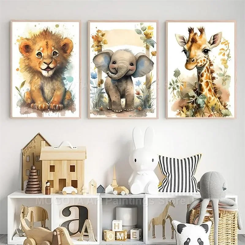 Watercolor Lion Giraffe Tiger  - Animals Baby Nursery recension och pris
