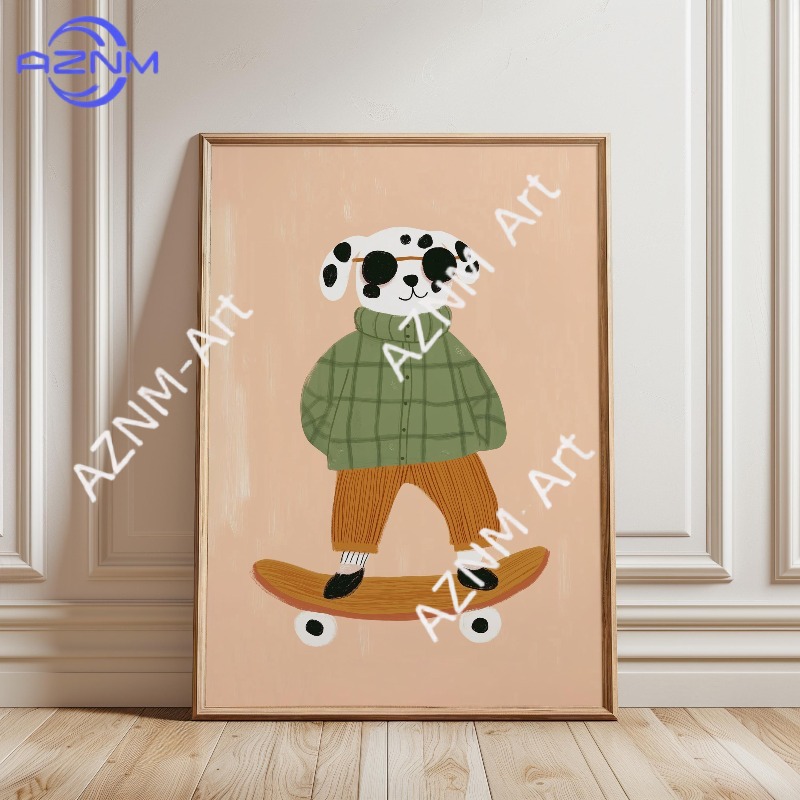 1PC Funny Animal Skateboarding - Animals Baby Nursery recension och pris