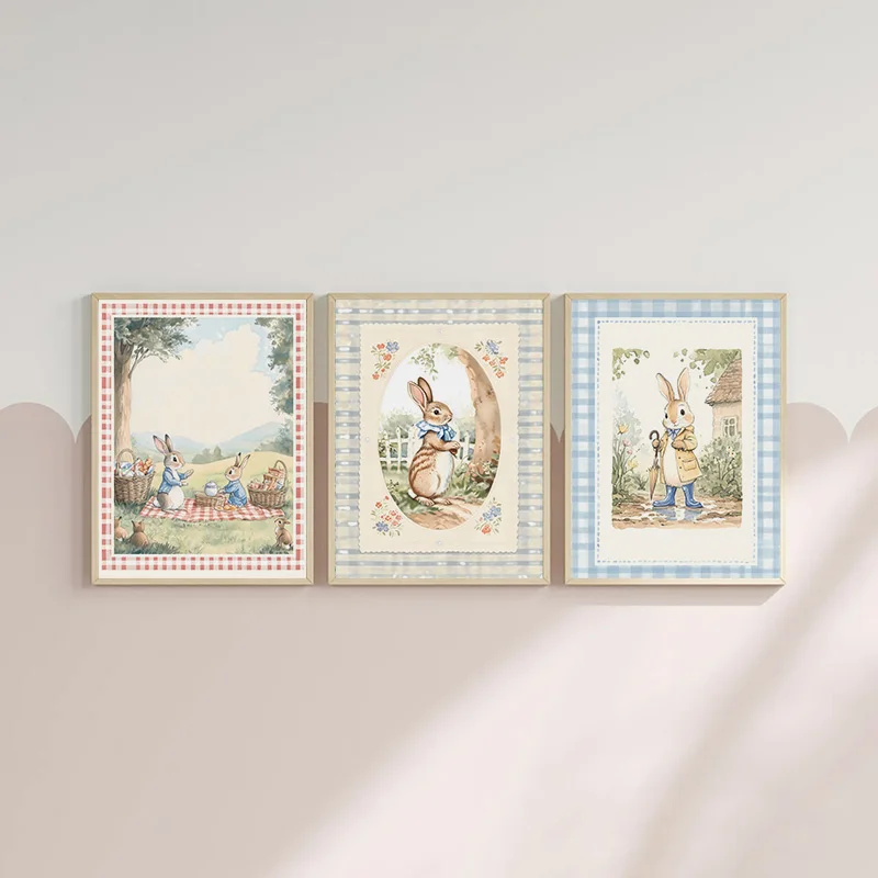 Vintage Boho Blue Plaid Rabbit - Baby Nursery Vintage recension och pris