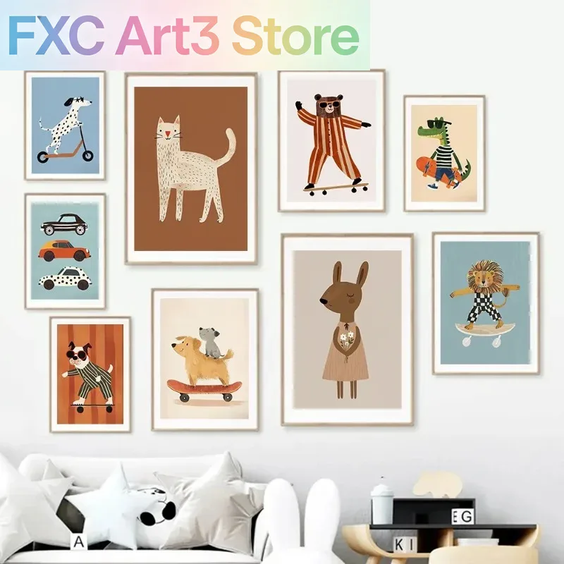 1pc frameless Funny Animals Ra - Animals Baby Nursery recension och pris