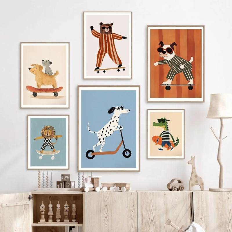 1pc frameless Funny Animals Ra - Animals Baby Nursery recension och pris