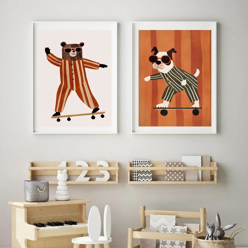 1pc frameless Funny Animals Ra - Animals Baby Nursery recension och pris