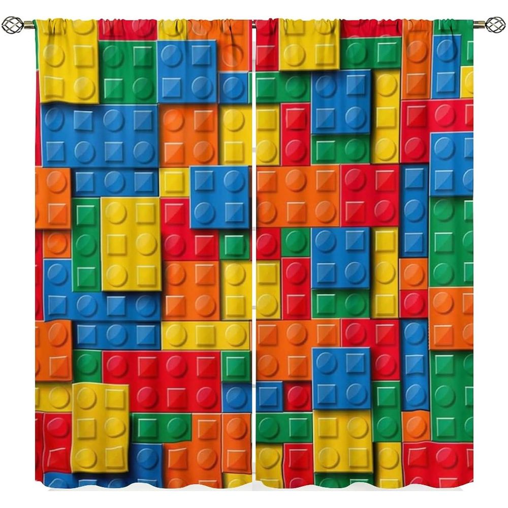 Colorful Geometric Toy Brick P - Blackout Curtain Nursery recension och pris