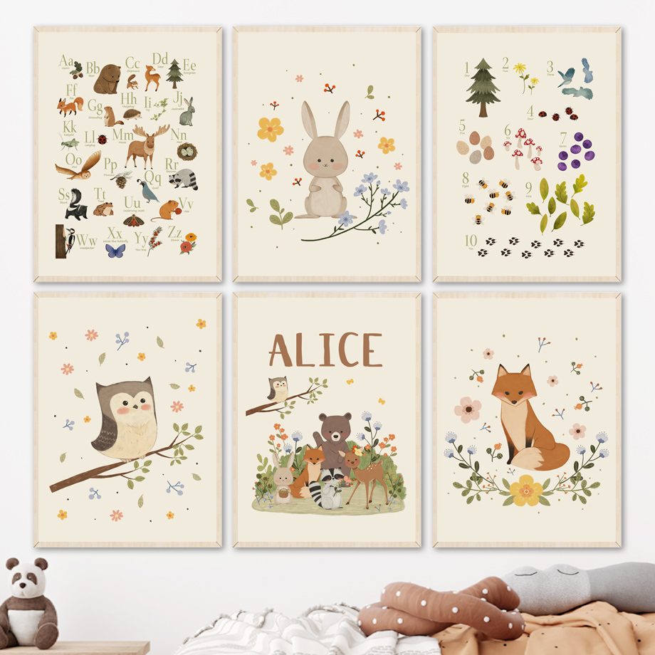 1pc frameless Cute Rabbit Fox  - Animals Baby Nursery recension och pris
